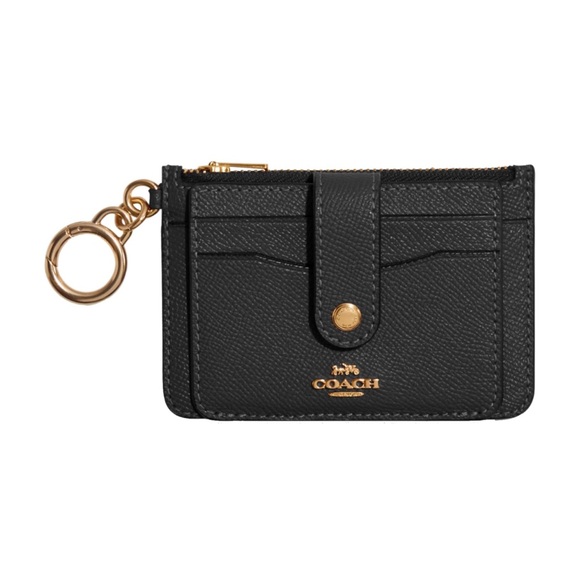 Coach Accessories - NWT Coach Black Card Holder with Gold Accents